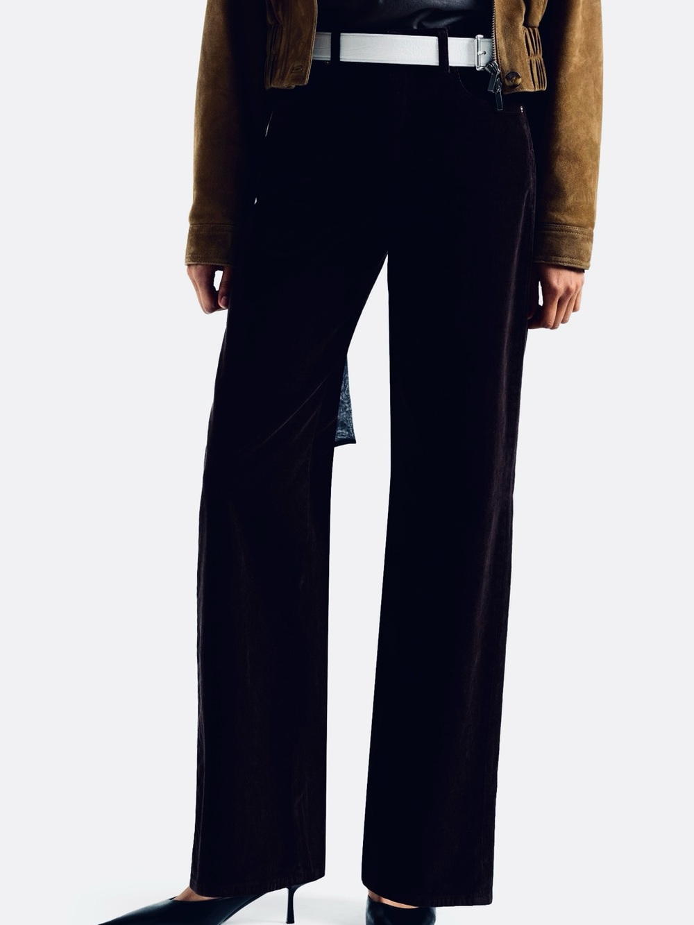 7 For All Mankind Wide-Leg Velvet Pants in Black